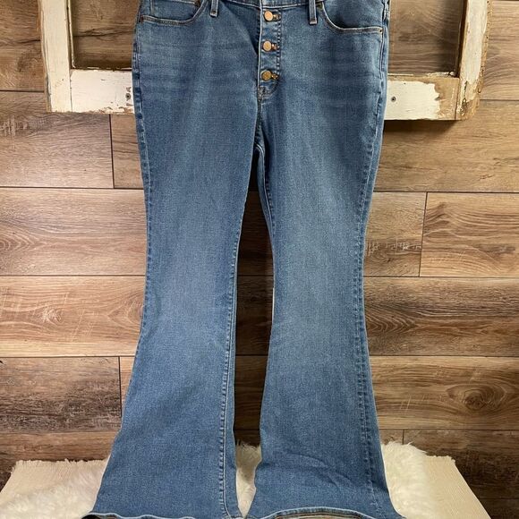 J Crew Full-Length Flare Leg 5 Button Stretch Jeans 30 Size 10 Blue - Picture 5 of 13